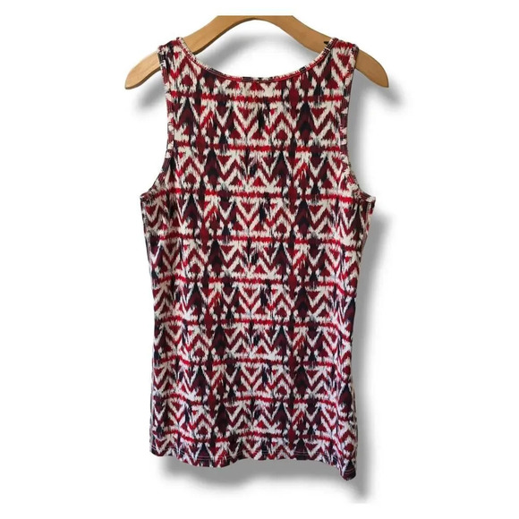 Time and Tru Women's Plus Size Rib Tank Top Shirt Ikat Red/White Print - xxxl​ - Picture 3 of 7